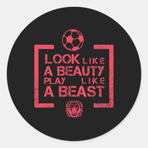 Sticker Rond Jouez comme une bête, Femme Football