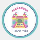 Sticker Rond Jouez et sautez rose merci (Devant)