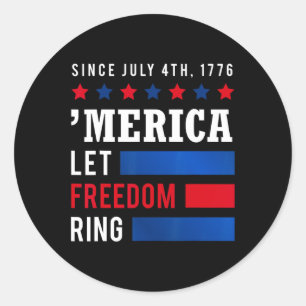 Sticker Rond Jour 4 Juillet Etats-Unis Drapeau Amérique Laisser