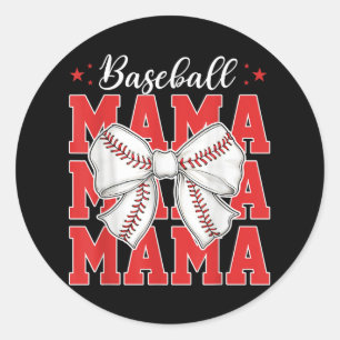 Sticker Rond Jour Baseball Maman Baseball Mère Mama Coquett