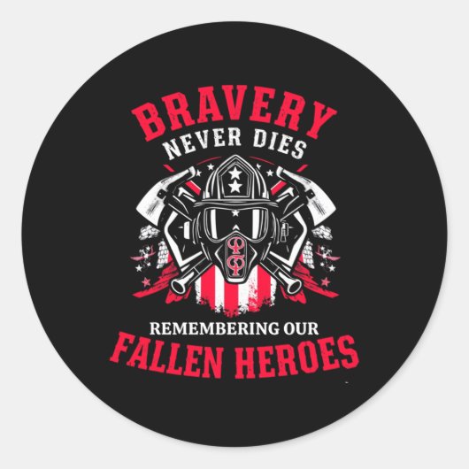 Sticker Rond Jour commémoratif Pompiers Hommes Long Sleeve (Devant)