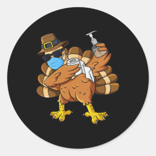 Sticker Rond Jour d'Action de grâce Dabbing Turquie Pèlerin Gar