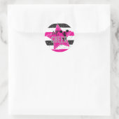 Sticker Rond Jour d'anniversaire de la Cheerleader rose argent  (Sac)