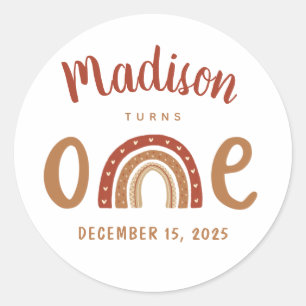 Sticker Rond Jour d'anniversaire moderne en terre cuite Boho Ar