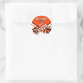 Sticker Rond Jour d'anniversaire - Orange, Noir et Blanc (Sac)