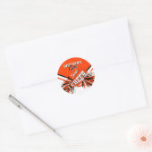 Sticker Rond Jour d'anniversaire - Orange, Noir et Blanc (Enveloppe)