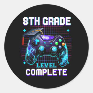 Sticker Rond Jour De 8e Année Niveau Terminé Graduation Lui Gar