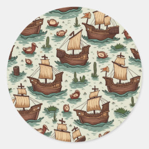 Sticker Rond Jour de Columbus
