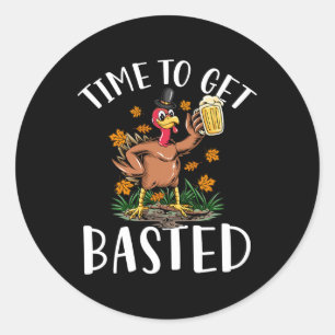 Sticker Rond Jour de dinde pour s'amuser Joyeux Thanksgiving M
