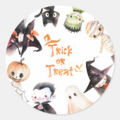 Sticker Rond Jour de fête costumée de l'Halloween (Devant)
