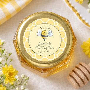 Sticker Rond Jour de la fête d'anniversaire de l'abeille bourdo