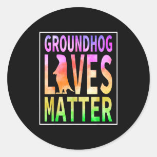 Sticker Rond Jour de la marmotte Funny Woodchuck, Marmotte vit