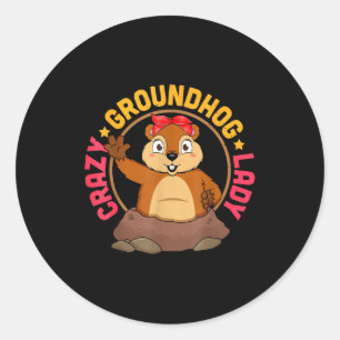 Sticker Rond Jour de la marmotte : la dame qui prédit les vibra