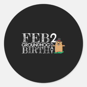 Sticker Rond Jour de la marmotte mignon de Punxsy Phils le 2 fé