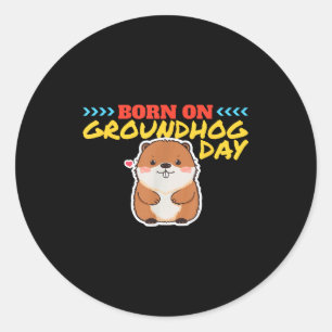 Sticker Rond Jour de la marmotte mignon de Punxsy Phils le 2 fé