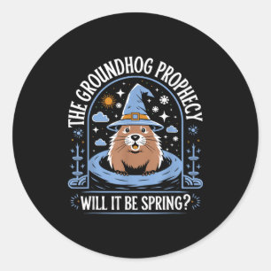 Sticker Rond Jour de la marmotte Pun Météorologie Sarcasme Drôl
