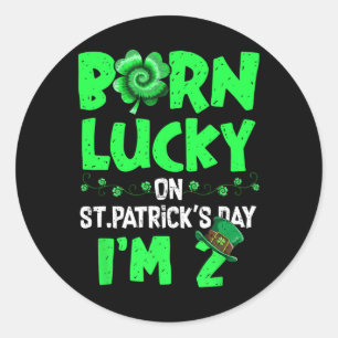 Sticker Rond Jour de la Saint Patrick 2e anniversaire garçon fi