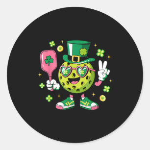 Sticker Rond Jour de la Saint-Patrick chapeau de pickleball drô
