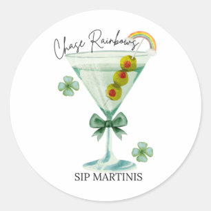 Sticker Rond Jour de la Saint-Patrick Chassez les arcs-en-ciel