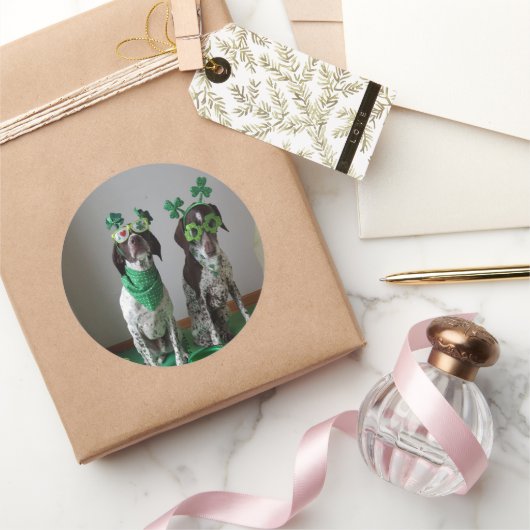 Sticker Rond Jour de la Saint Patrick Dogs Party Round (Cadeaux)