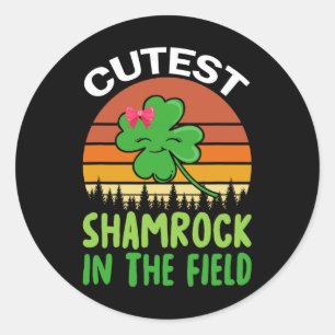 Sticker Rond Jour de la Saint Patrick Filles Toddler Shamrock C