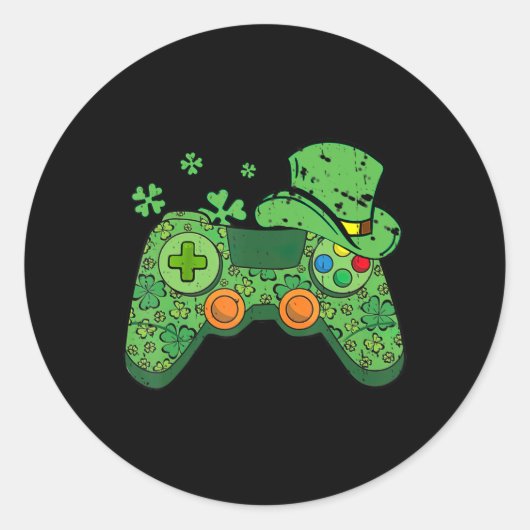 Sticker Rond Jour de la Saint Patrick Gamer Irish Game Controll (Devant)