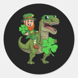 Sticker Rond Jour de la Saint Patrick Leprechaun équitation T R