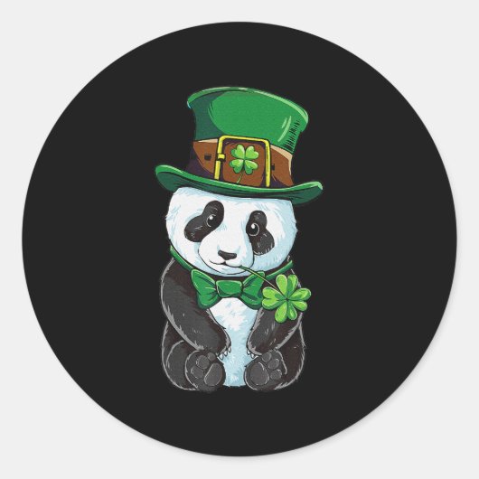 Sticker Rond Jour de la Saint Patrick Leprechaun Panda Shamrock (Devant)