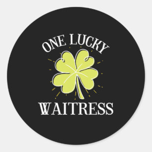 Sticker Rond Jour de la Saint Patrick Lucky Waitress Cadeau