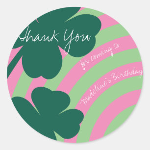 Sticker Rond Jour de la Saint Patrick Merci Shamrock Rainbow Pa