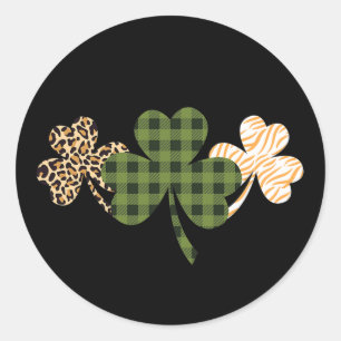 Sticker Rond Jour de la Saint Patrick Shamrock Vert irlandais S