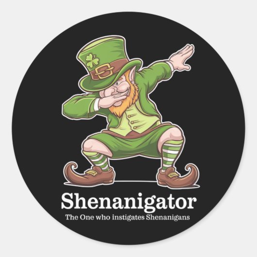Sticker Rond Jour de la Saint Patrick Shenanigator Dabbing Lepr (Devant)