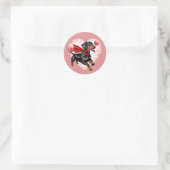 Sticker Rond Jour de la Saint-Valentin teckel mignon (Sac)