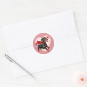 Sticker Rond Jour de la Saint-Valentin teckel mignon (Enveloppe)