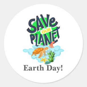 Sticker Rond Jour de la Terre Tous les jours Allez Vert Sauver