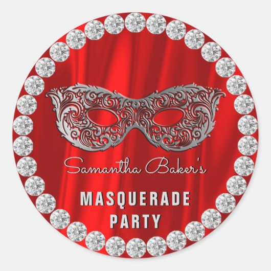 Sticker Rond Jour de l'anniversaire de la mascarade de diamants (Devant)