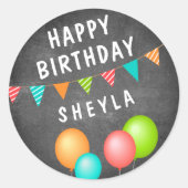 Sticker Rond Jour de l'anniversaire de l'enfant du tableau de b (Devant)