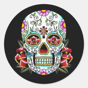 Sticker Rond Jour de l'autocollant crânien mort
