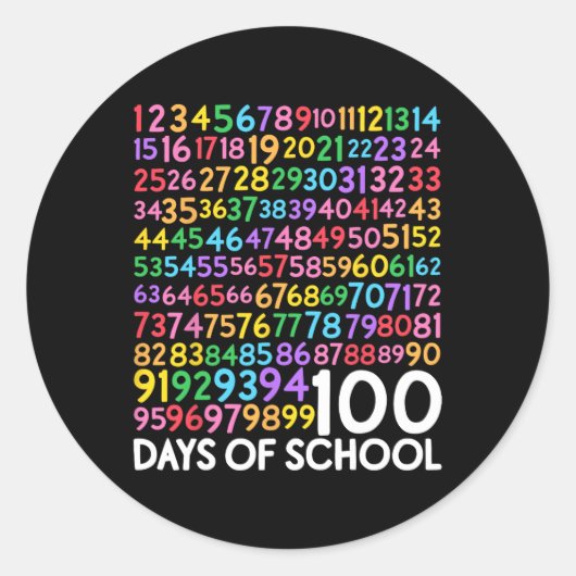 Sticker Rond Jour De L'École Enseignant Enfants 100 Jours Numér (Devant)
