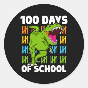 Sticker Rond Jour De L'École Garçons Enfants Dino 100 Jours Din