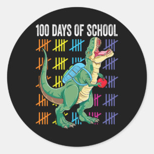 Sticker Rond Jour De L'École Pour Enfants T-rex