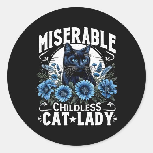 Sticker Rond Jour de l'élection Chat Dames Misérable Chat Enfan (Devant)