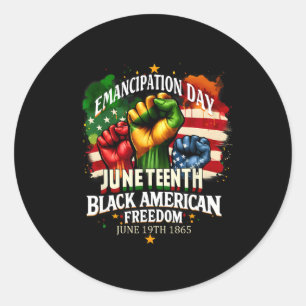 Sticker Rond Jour de l'Émancipation Jeudi Drapeau noir Amérique