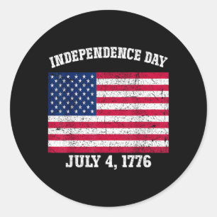 Sticker Rond Jour de l'indépendance 4 juillet 1776 Drapeau amér