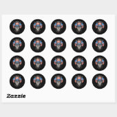Sticker Rond Jour de l'Indépendance 4 juillet Usa Drapeau Améri (Feuille)