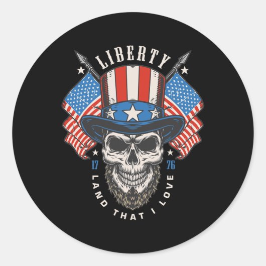 Sticker Rond Jour de l'Indépendance 4 juillet Usa Drapeau Améri (Devant)