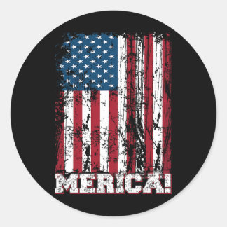 Sticker Rond Jour de l'Indépendance de Juillet Us Drapeau Améri