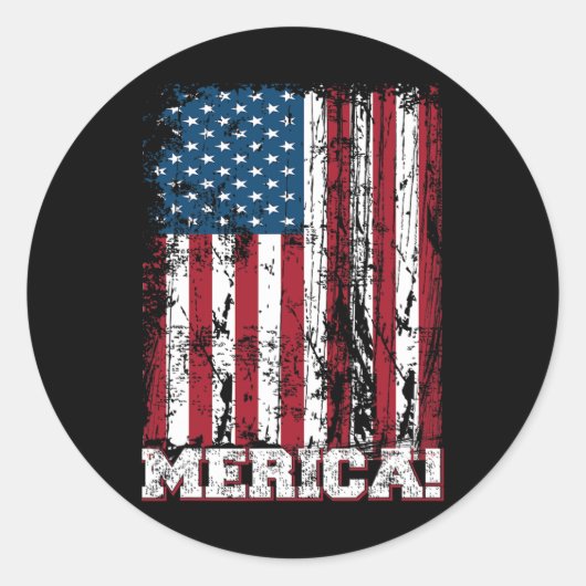Sticker Rond Jour de l'Indépendance de Juillet Us Drapeau Améri (Devant)