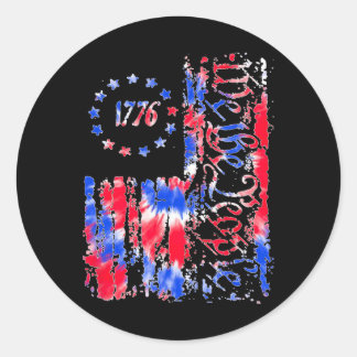 Sticker Rond Jour de l'Indépendance Drapeau américain Patriotiq