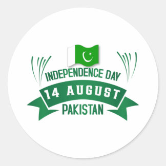 Sticker Rond Jour de l'Indépendance Pakistan 14 août Drapeau pa